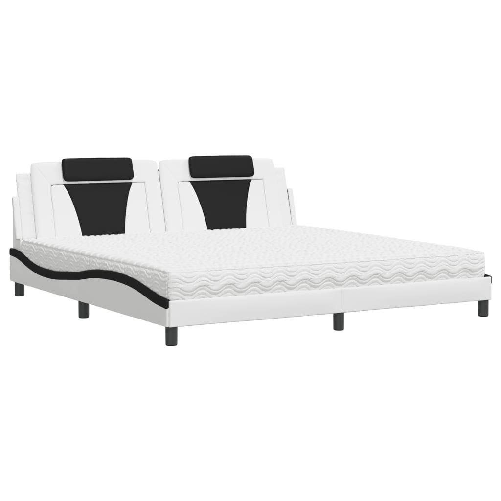 Letto Viana con Materasso Bianco e Nero 200x200cm in Similpelle