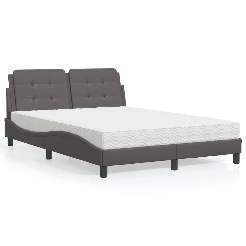 Letto con Materasso Zadar Grigio 140x200 cm in Similpelle - homemem39