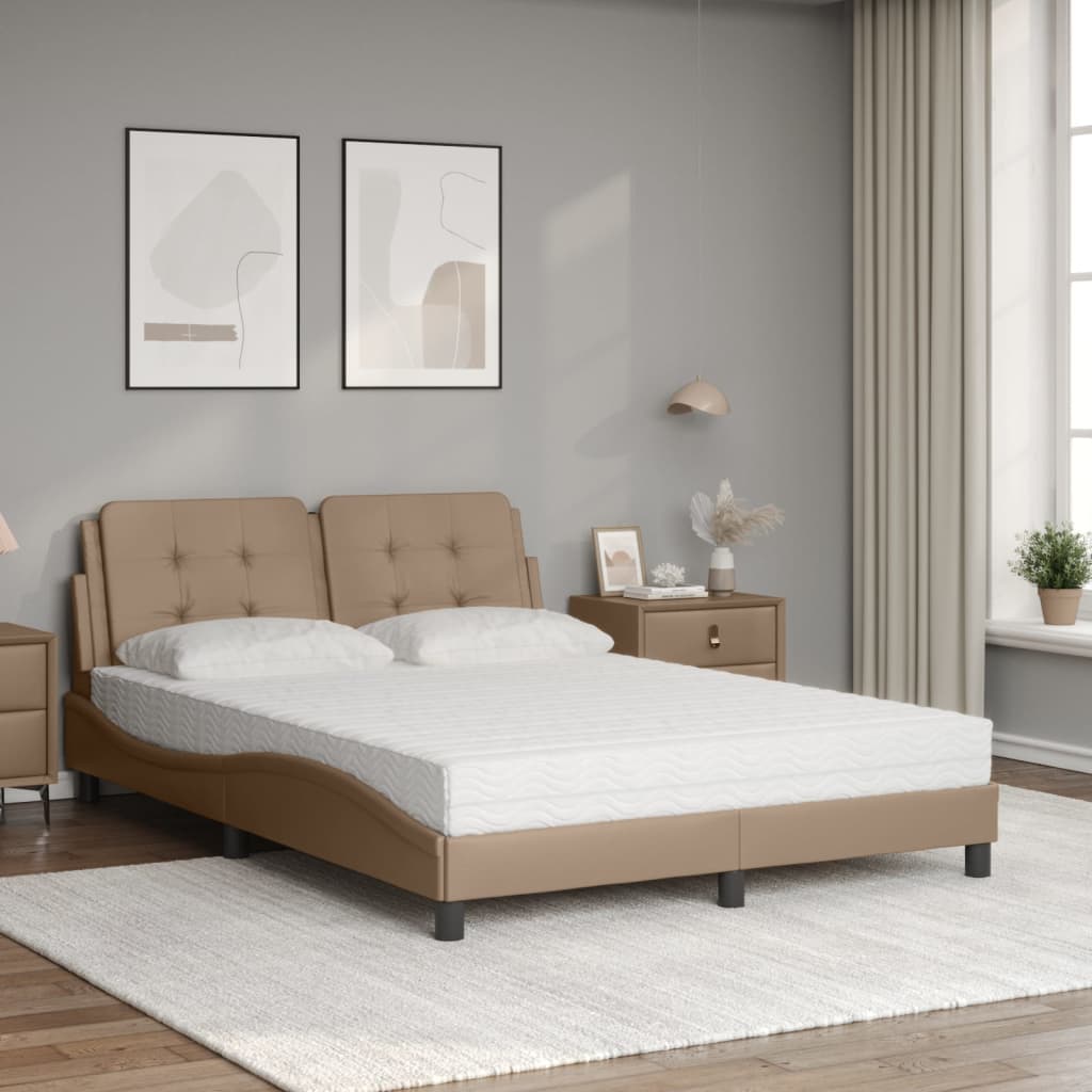 Letto con Materasso Zadar Cappuccino 140x200cm Similpelle | homemem39