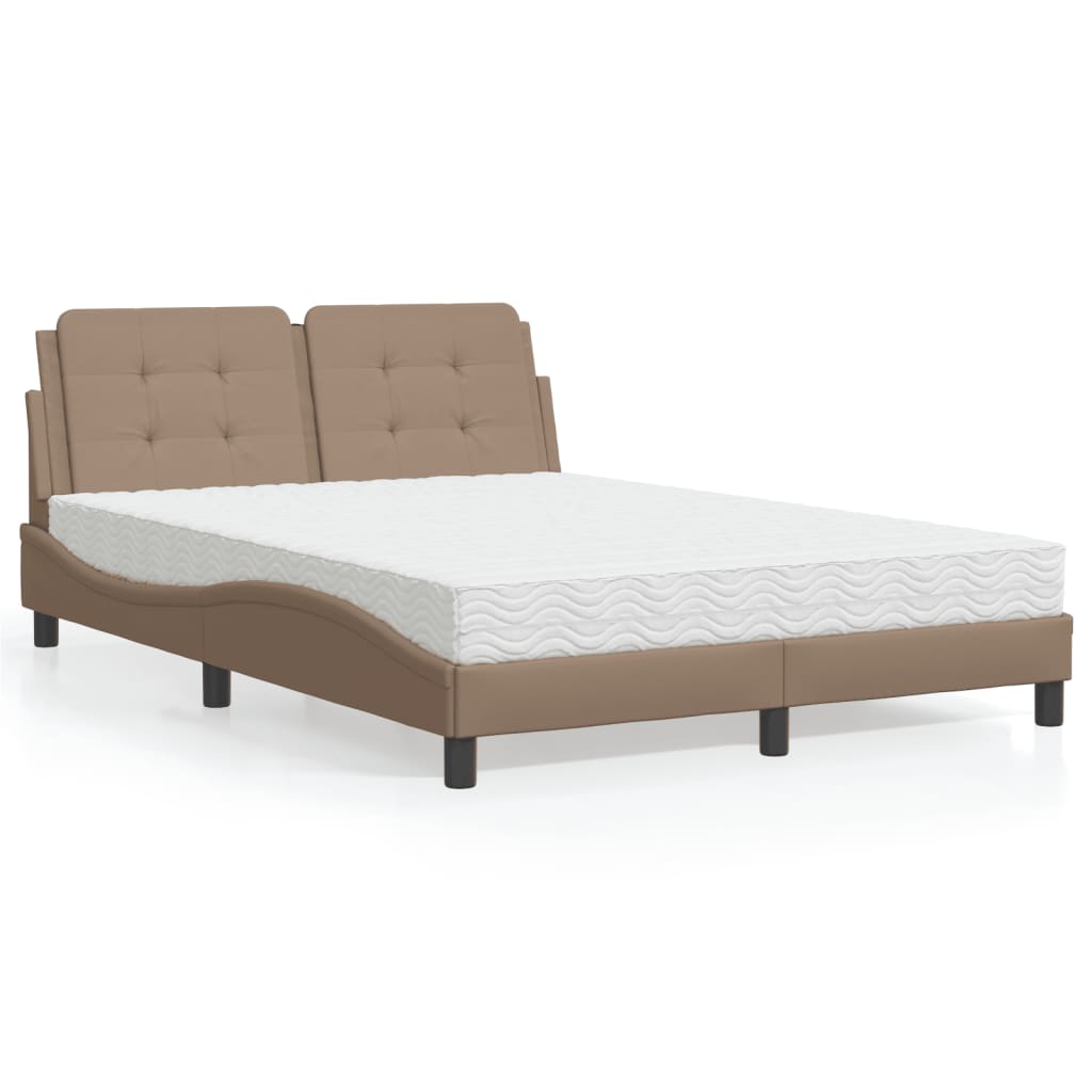 Letto con Materasso Zadar Cappuccino 140x200cm Similpelle | homemem39