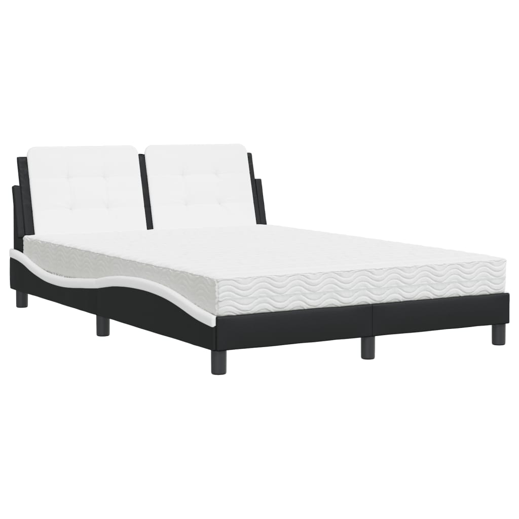 Letto con Materasso Zadar Nero e Bianco 140x200 cm in Similpelle - homemem39