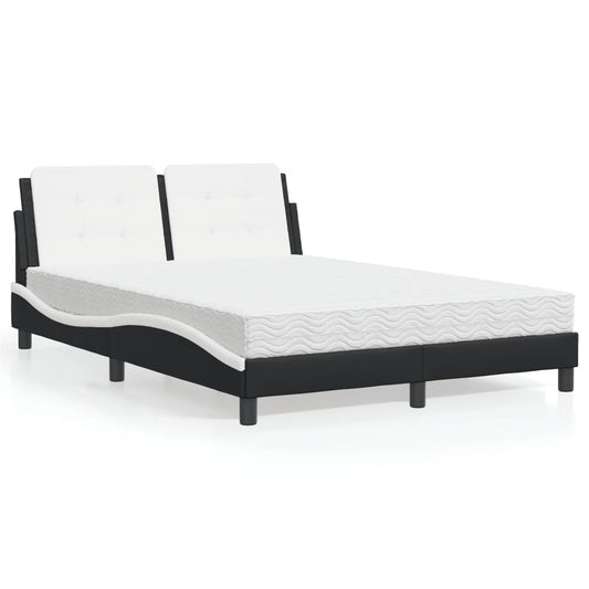 Letto con Materasso Zadar Nero e Bianco 140x200 cm in Similpelle - homemem39