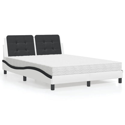 Letto con Materasso Zadar Bianco e Nero 140x200 cm in Similpelle - homemem39