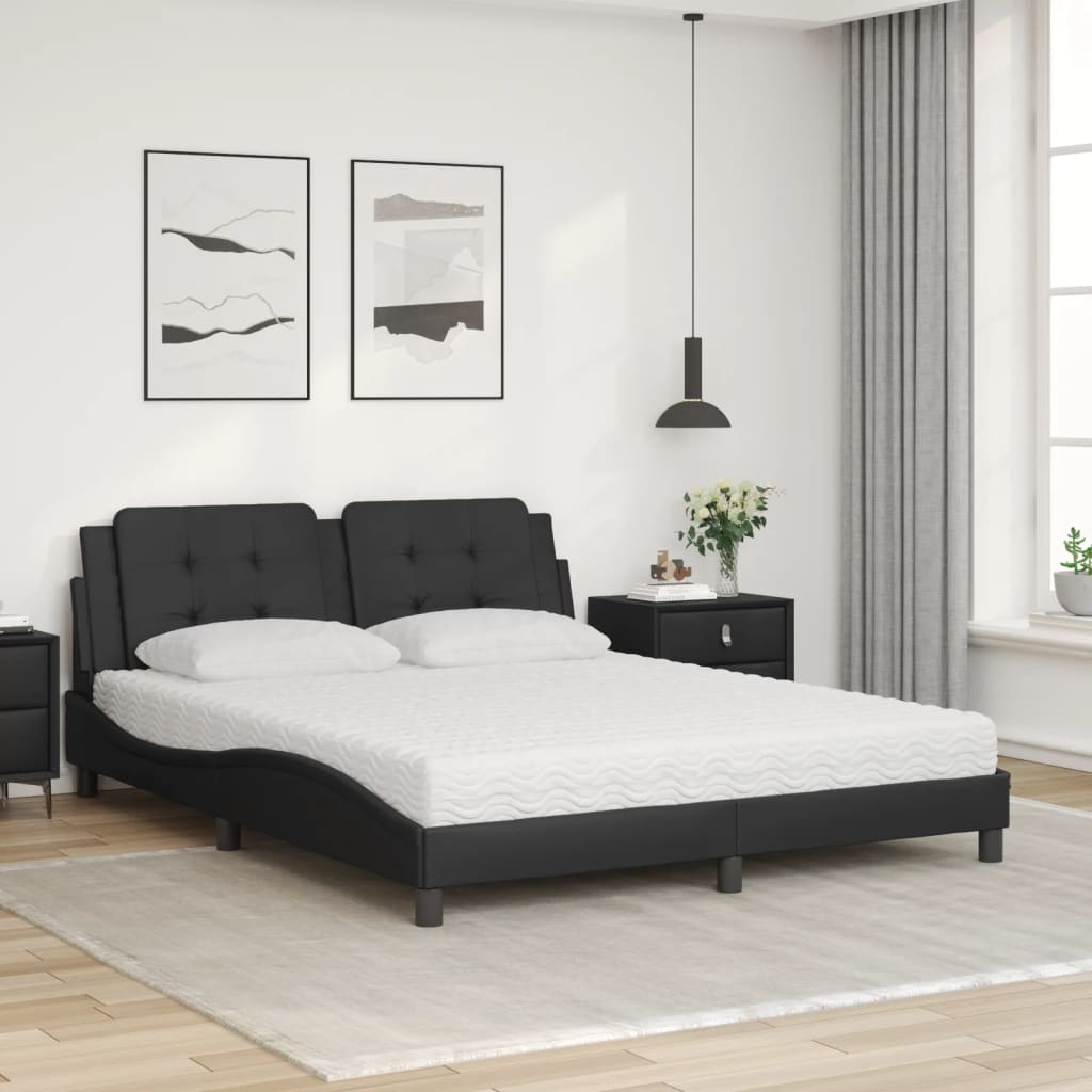 Letto con Materasso Zadar Nero 160x200 cm in Similpelle - homemem39