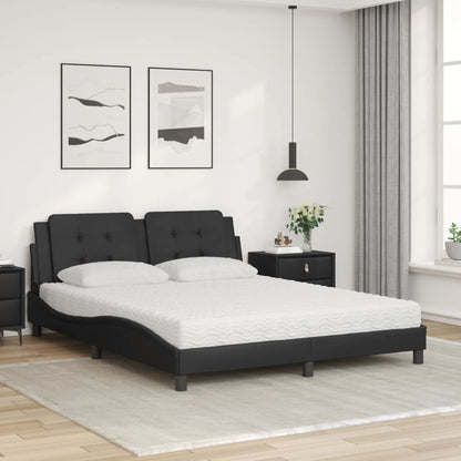 Letto con Materasso Zadar Nero 160x200 cm in Similpelle - homemem39