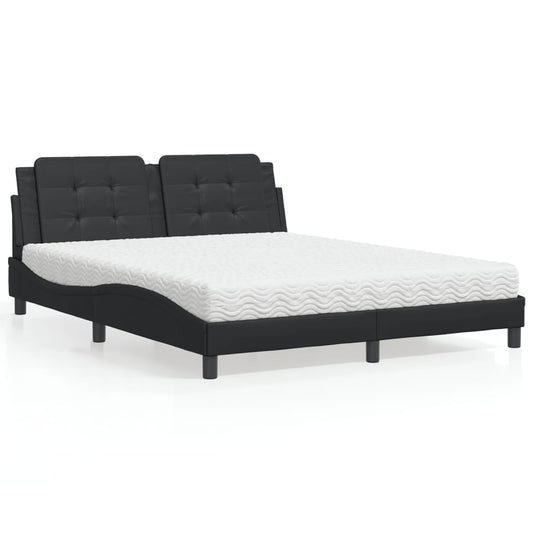 Letto con Materasso Zadar Nero 160x200 cm in Similpelle - homemem39