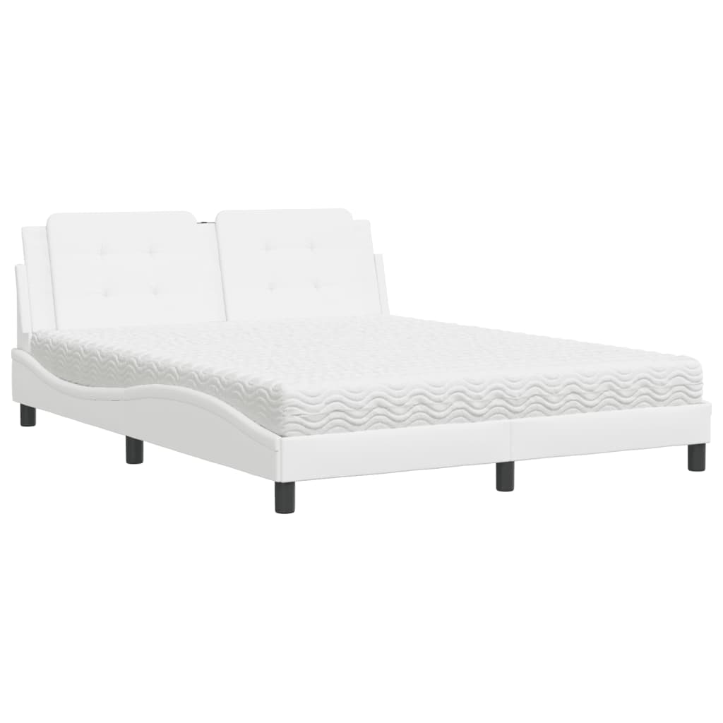 Letto con Materasso Zadar Bianco 160x200 cm in Similpelle | homemem39