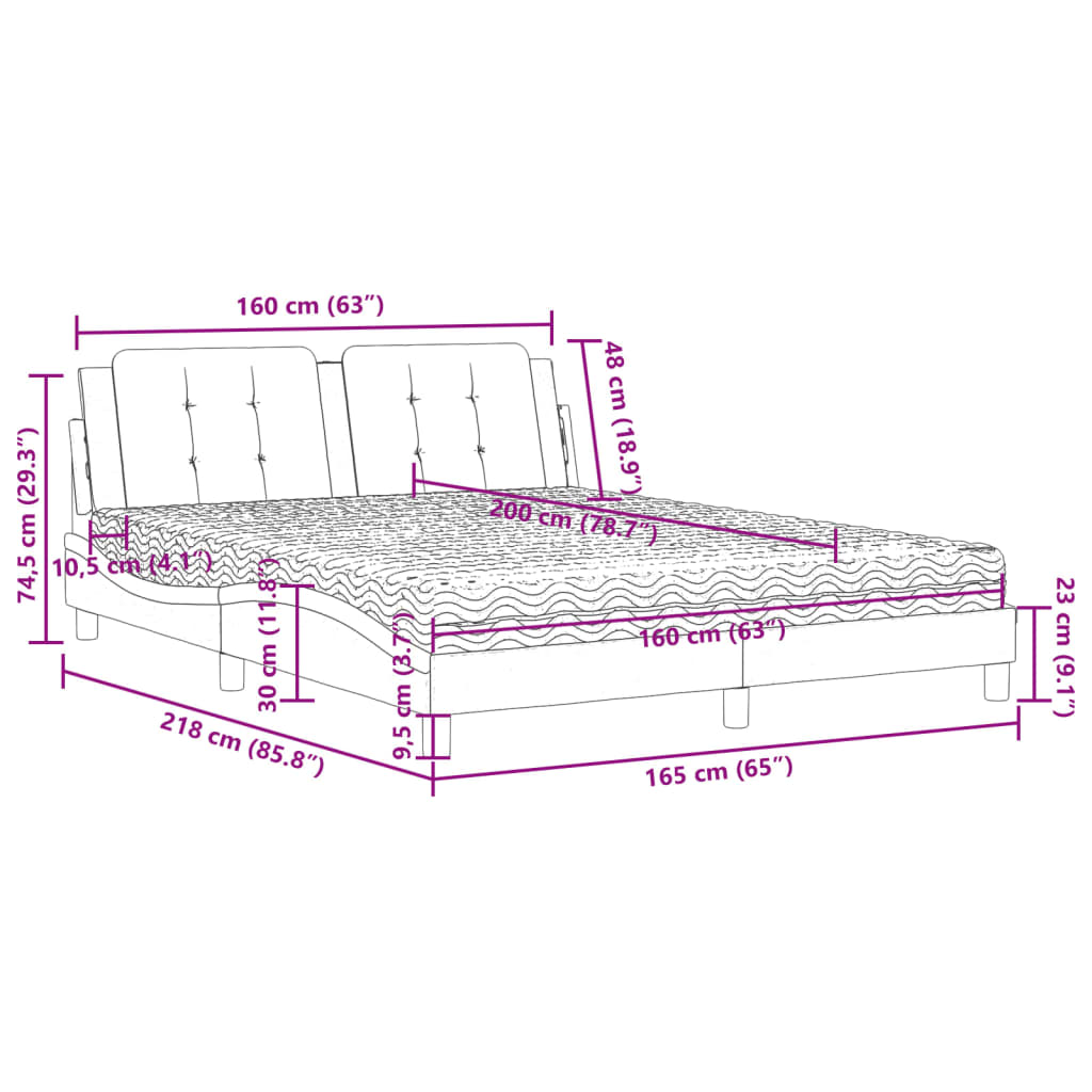 Letto con Materasso Zadar Bianco 160x200 cm in Similpelle | homemem39