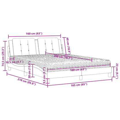 Letto con Materasso Zadar Bianco 160x200 cm in Similpelle | homemem39