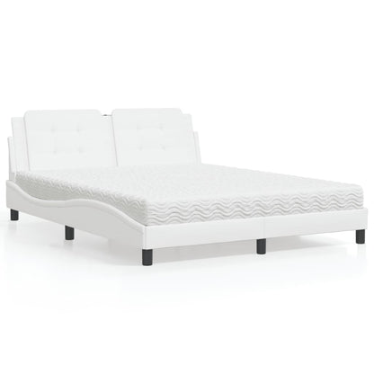 Letto con Materasso Zadar Bianco 160x200 cm in Similpelle