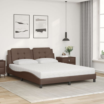 Letto con Materasso Zadar Marrone 160x200cm in Similpelle - homemem39