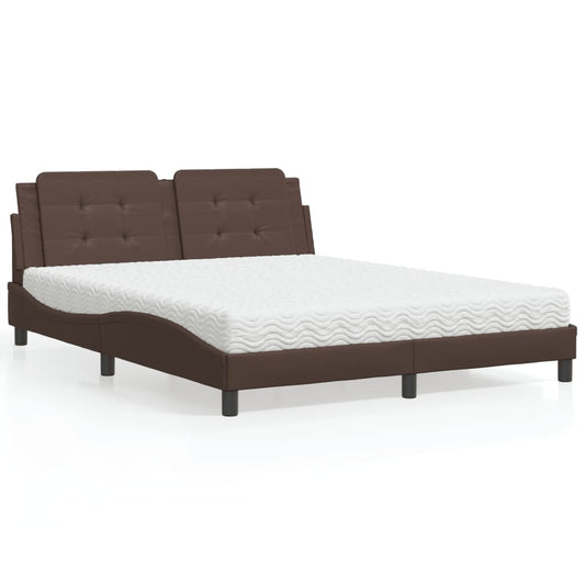 Letto con Materasso Zadar Marrone 160x200cm in Similpelle - homemem39