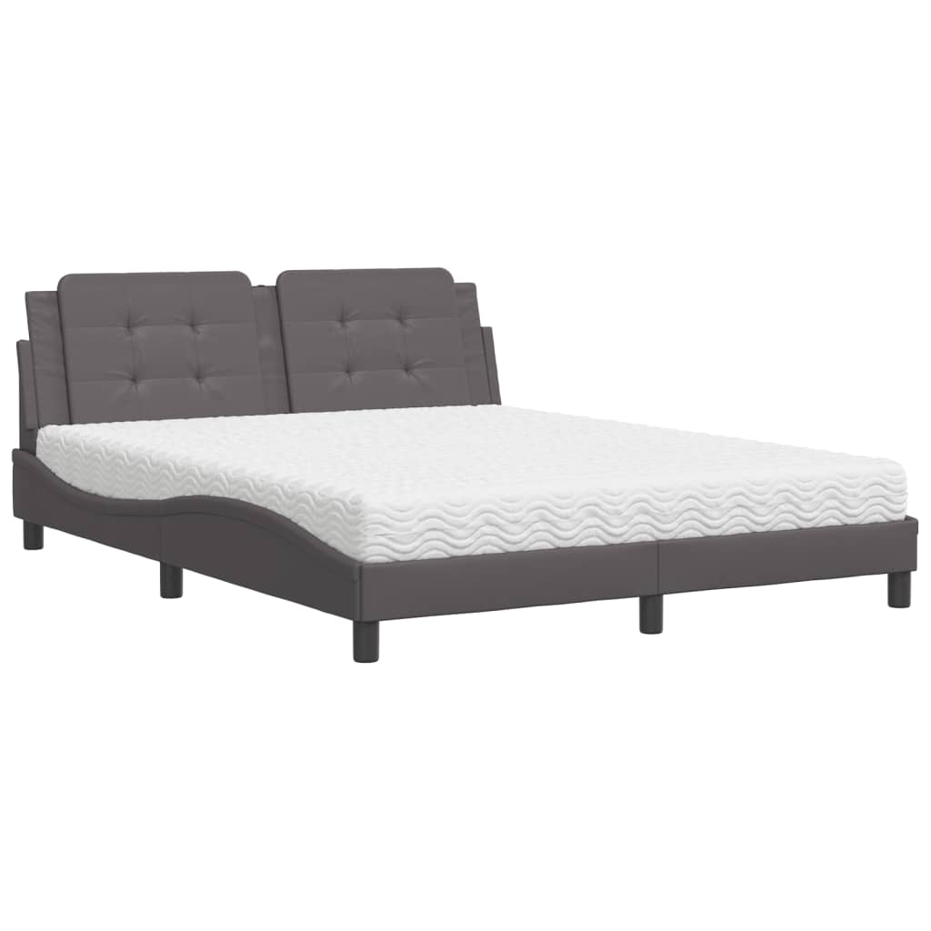 Letto con Materasso Zadar Grigio 160x200 cm in Similpelle