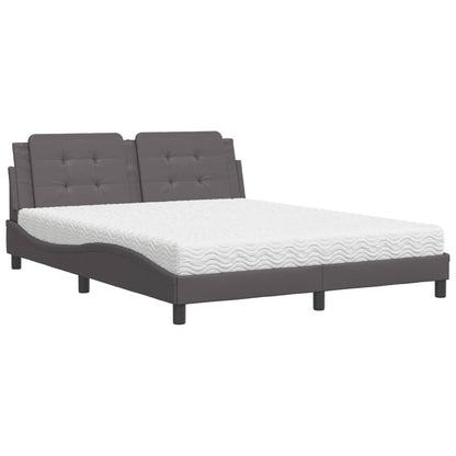 Letto con Materasso Zadar Grigio 160x200 cm in Similpelle