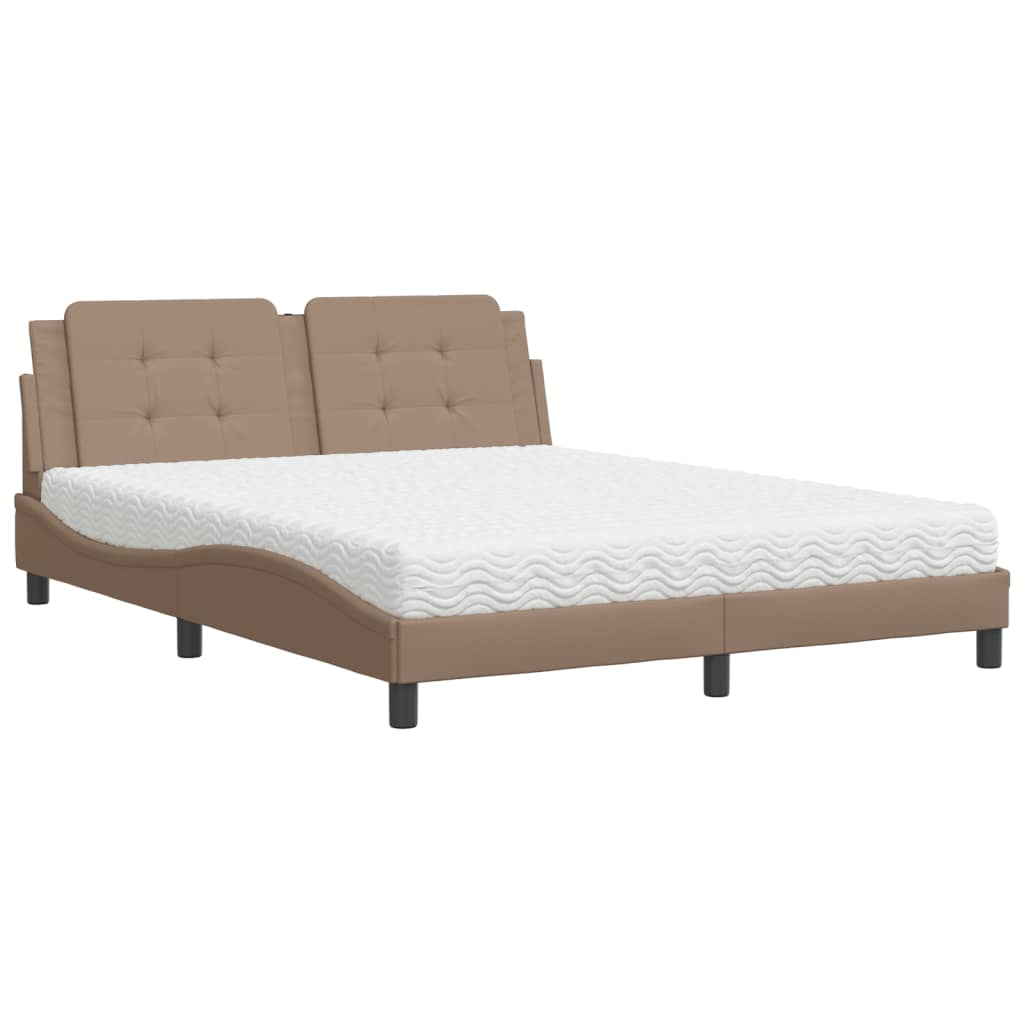 Letto con Materasso Zadar Cappuccino 160x200cm Similpelle