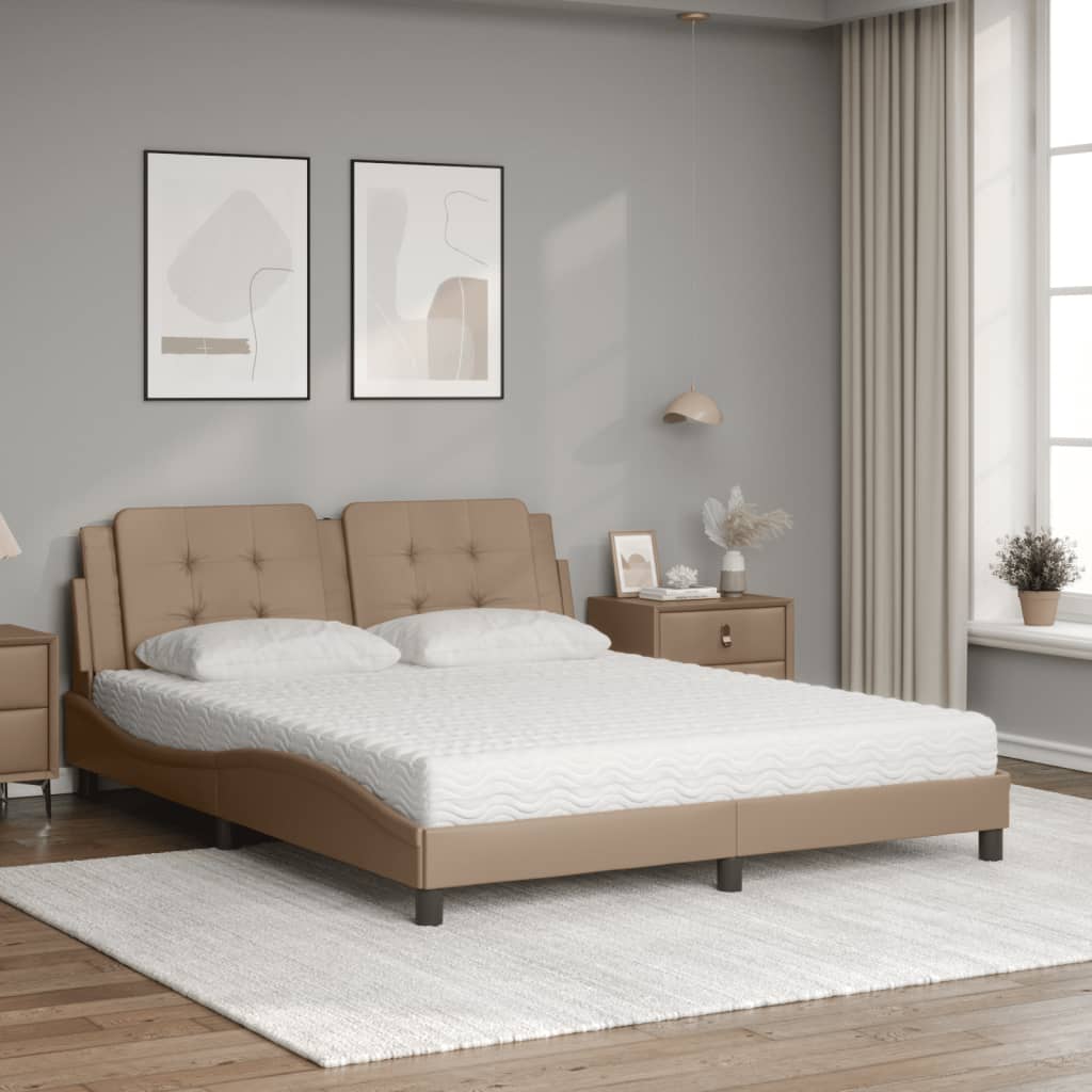 Letto con Materasso Zadar Cappuccino 160x200cm Similpelle