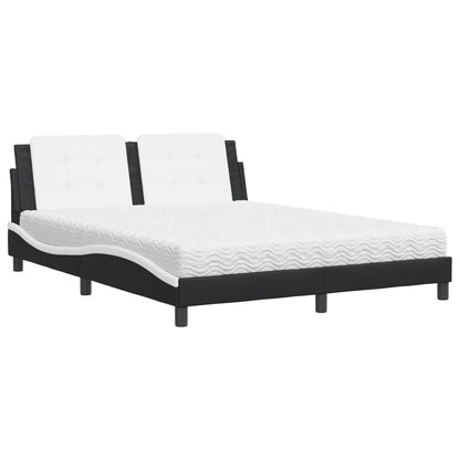Letto con Materasso Zadar Nero e Bianco 160x200cm Similpelle - homemem39