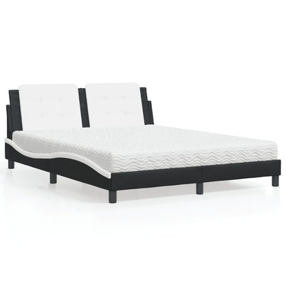Letto con Materasso Zadar Nero e Bianco 160x200cm Similpelle - homemem39