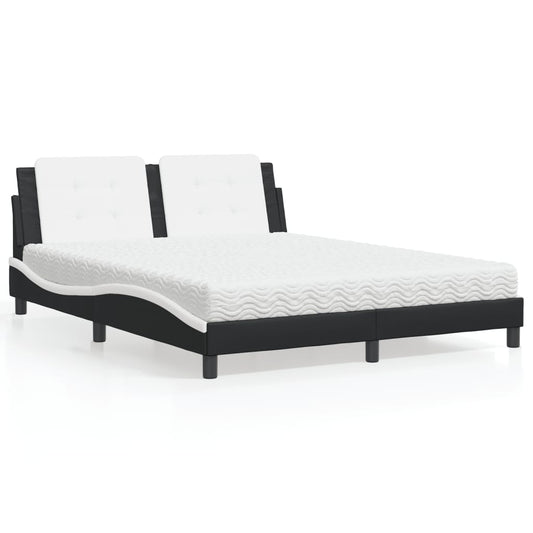 Letto con Materasso Zadar Nero e Bianco 160x200cm Similpelle - homemem39
