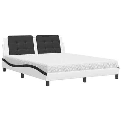 Letto con Materasso Zadar Bianco e Nero 160x200cm Similpelle - homemem39