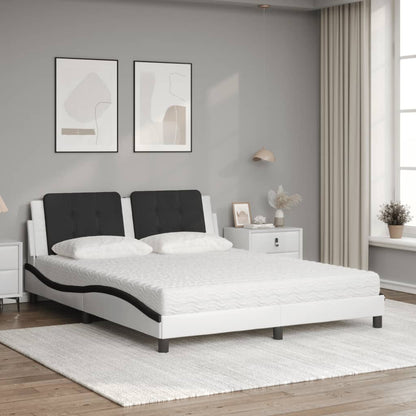 Letto con Materasso Zadar Bianco e Nero 160x200cm Similpelle - homemem39