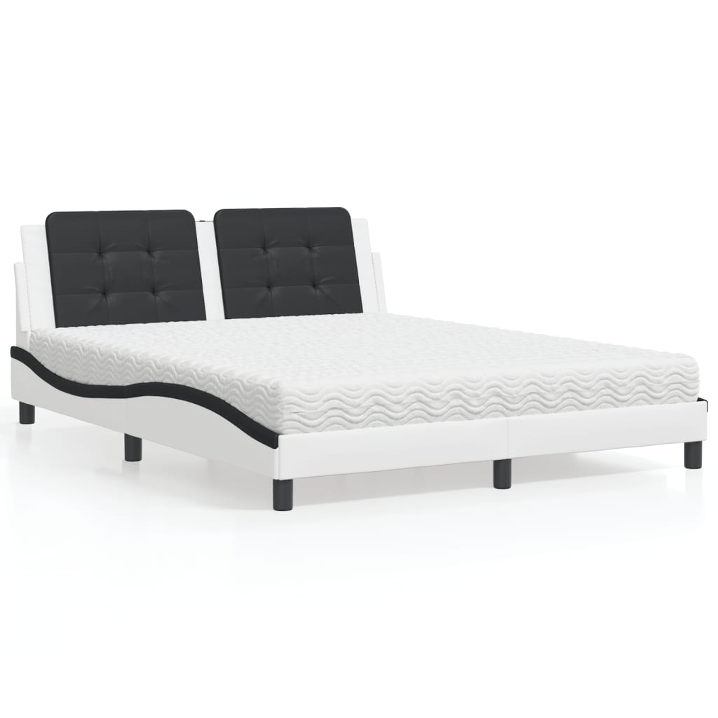 Letto con Materasso Zadar Bianco e Nero 160x200cm Similpelle