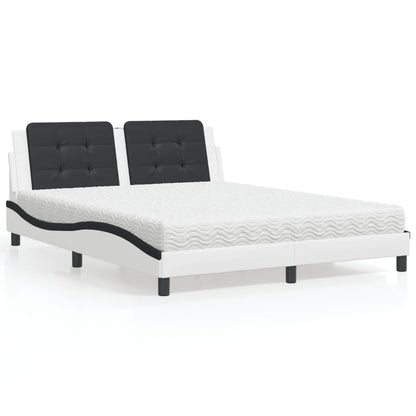 Letto con Materasso Zadar Bianco e Nero 160x200cm Similpelle