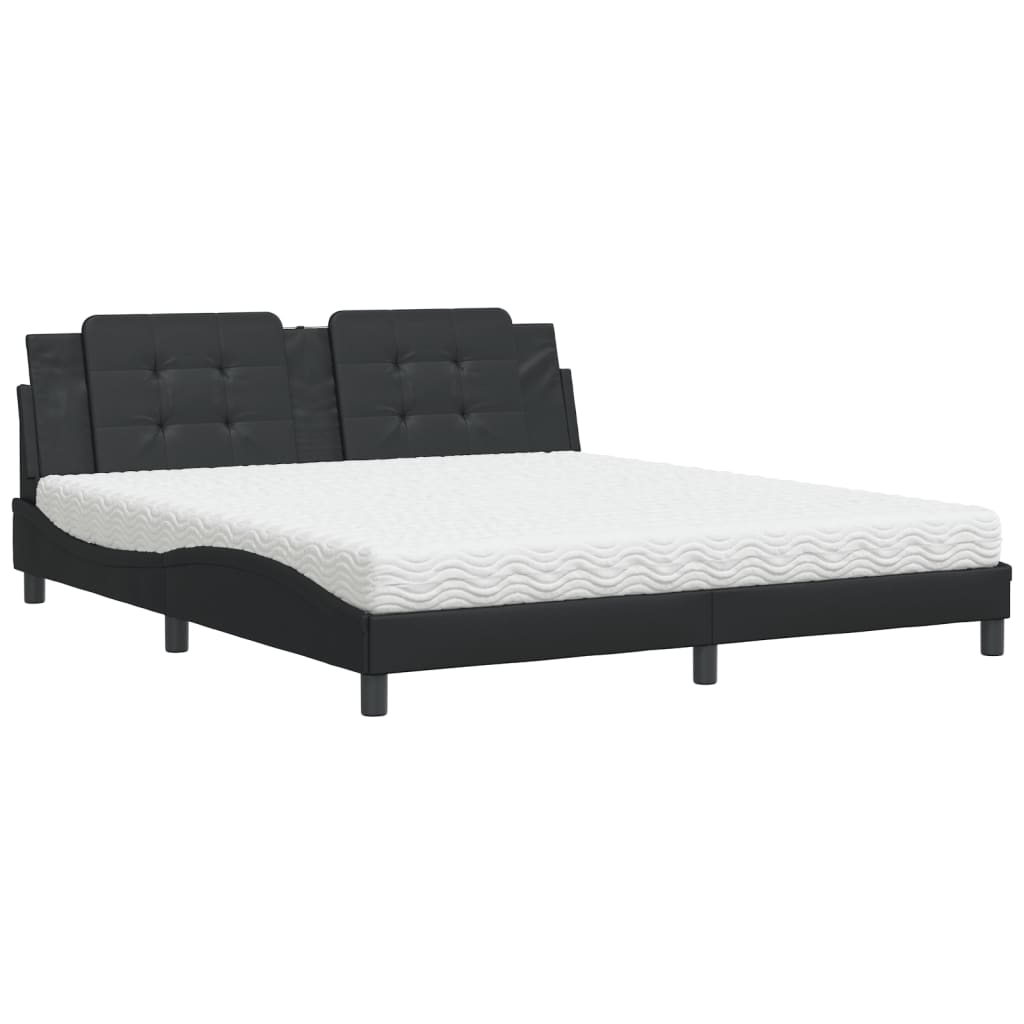 Letto con Materasso Zadar Nero 180x200 cm in Similpelle - homemem39