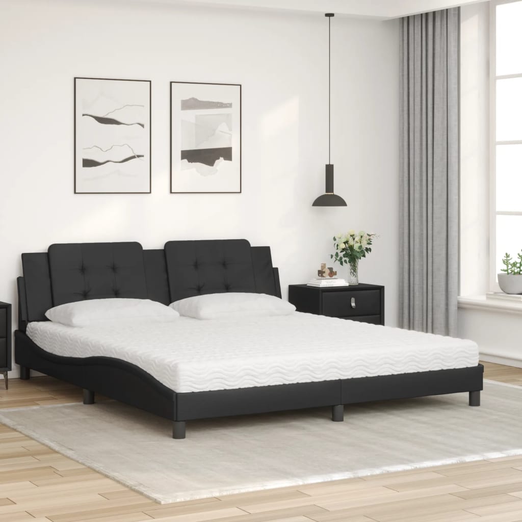 Letto con Materasso Zadar Nero 180x200 cm in Similpelle - homemem39
