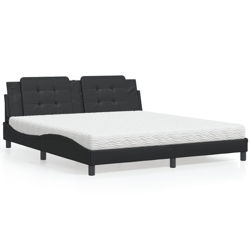 Letto con Materasso Zadar Nero 180x200 cm in Similpelle - homemem39