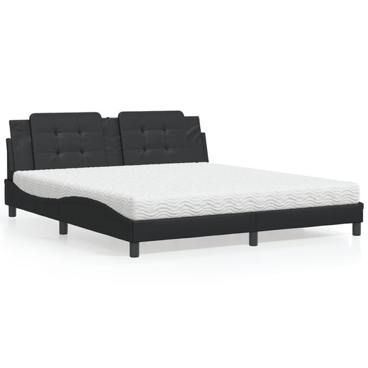 Letto con Materasso Zadar Nero 180x200 cm in Similpelle - homemem39