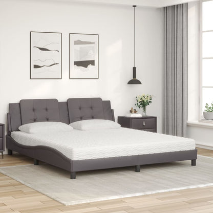 Letto con Materasso Grigio 180x200 cm in Similpelle