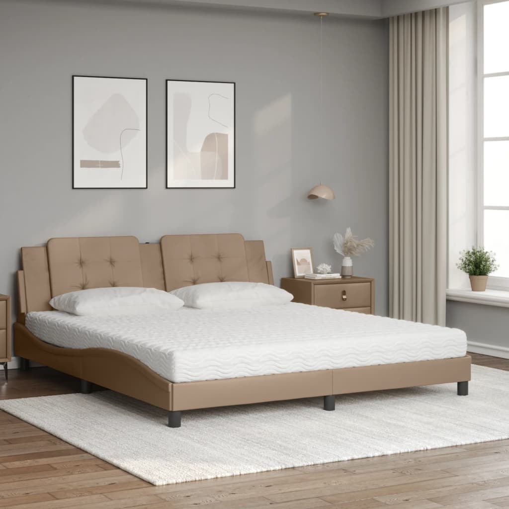 Letto con Materasso Zadar Cappuccino 180x200cm Similpelle | homemem39