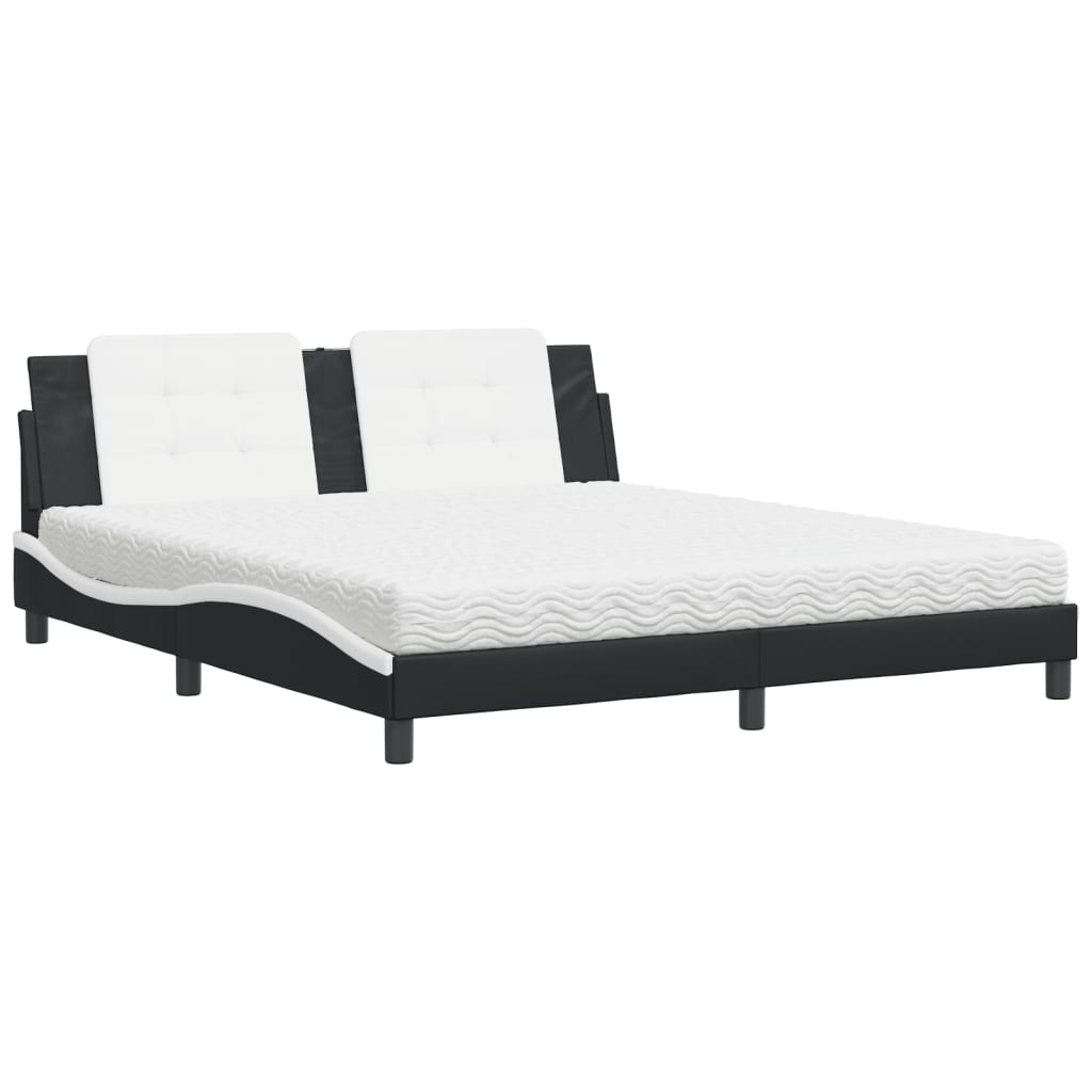 Letto con Materasso Zadar Nero e Bianco 180x200 cm in Similpelle - homemem39