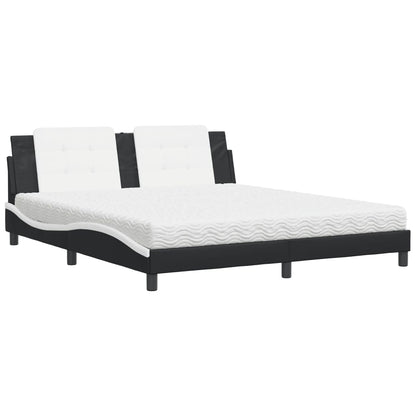 Letto con Materasso Zadar Nero e Bianco 180x200 cm in Similpelle - homemem39