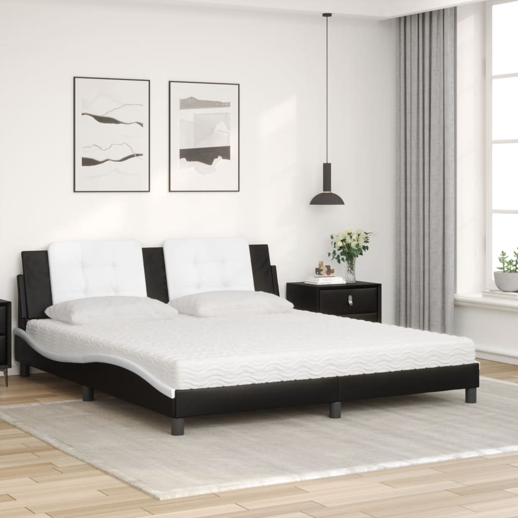 Letto con Materasso Zadar Nero e Bianco 180x200 cm in Similpelle - homemem39