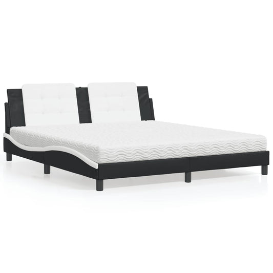 Letto con Materasso Zadar Nero e Bianco 180x200 cm in Similpelle - homemem39