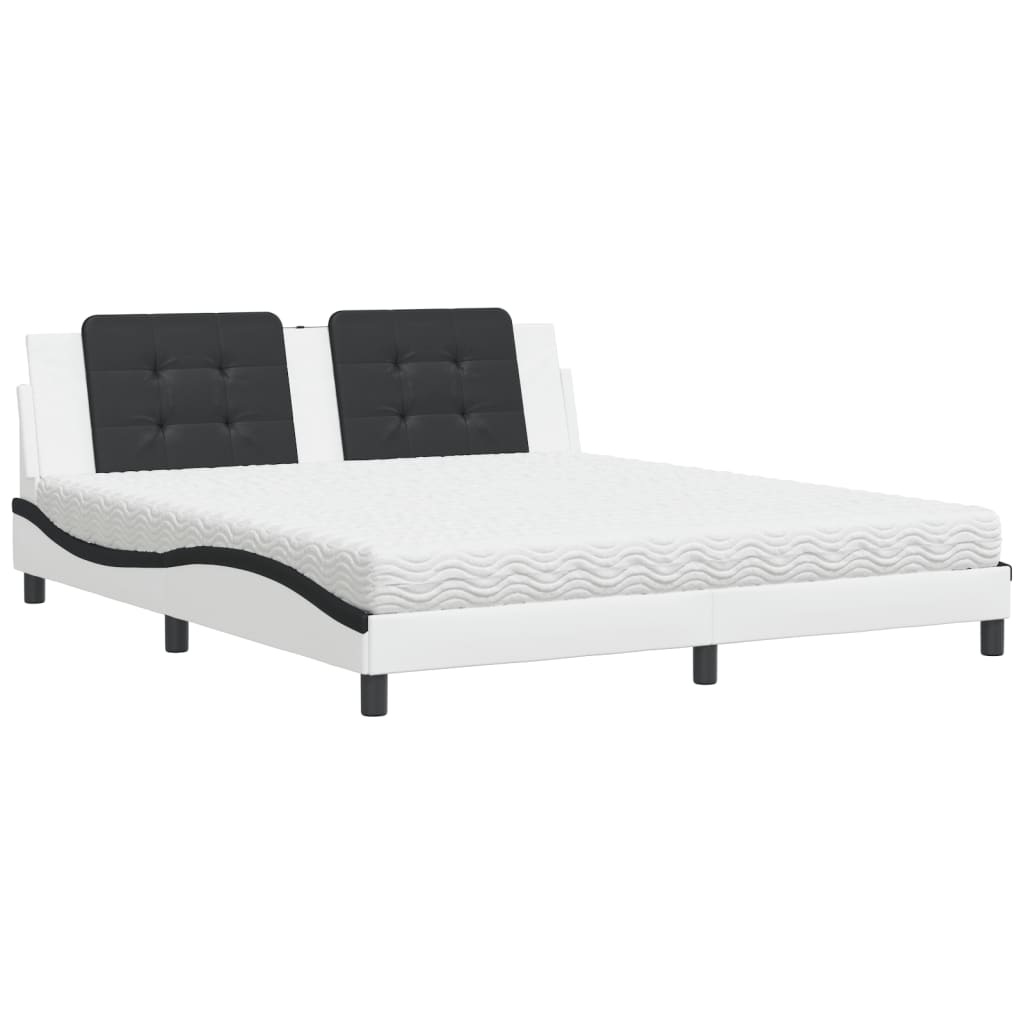 Letto con Materasso Zadar Bianco e Nero 180x200cm Similpelle - homemem39