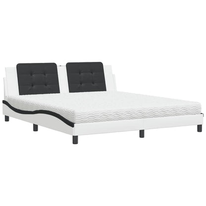 Letto con Materasso Zadar Bianco e Nero 180x200cm Similpelle - homemem39