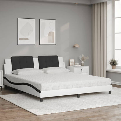 Letto con Materasso Zadar Bianco e Nero 180x200cm Similpelle - homemem39