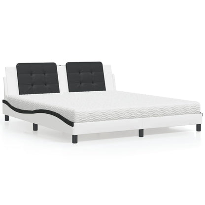 Letto con Materasso Zadar Bianco e Nero 180x200cm Similpelle - homemem39