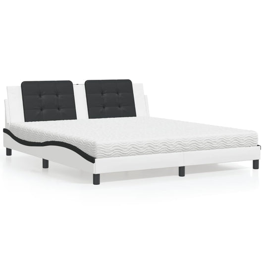 Letto con Materasso Zadar Bianco e Nero 180x200cm Similpelle - homemem39