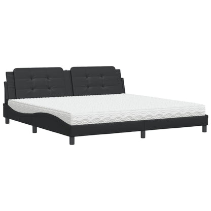 Letto con Materasso Zadar Nero 200x200 cm in Similpelle