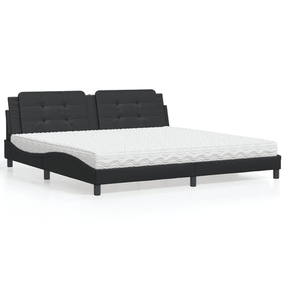 Letto con Materasso Zadar Nero 200x200 cm in Similpelle