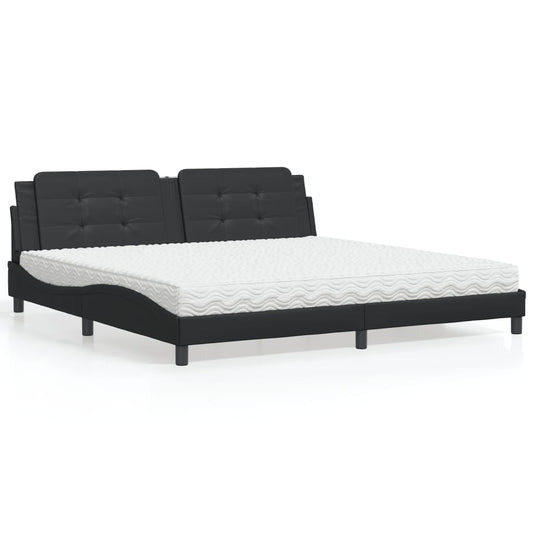 Letto con Materasso Zadar Nero 200x200 cm in Similpelle