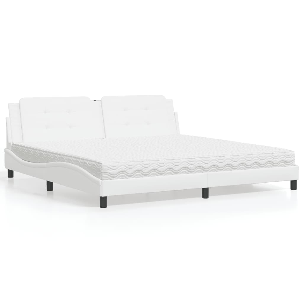 Letto con Materasso Zadar Bianco 200x200cm in Similpelle