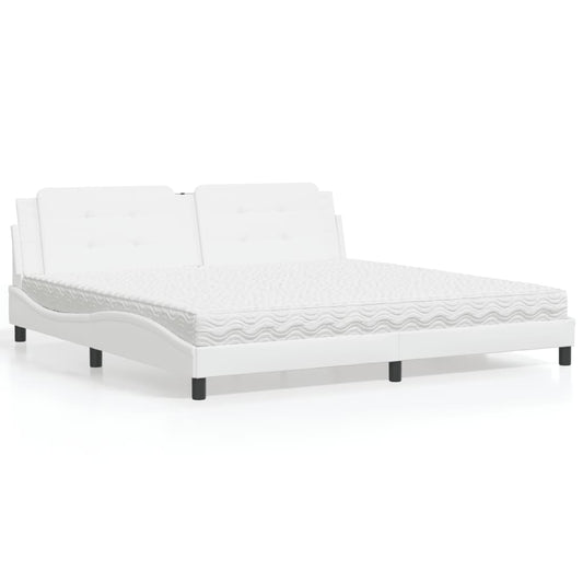 Letto con Materasso Zadar Bianco 200x200cm in Similpelle