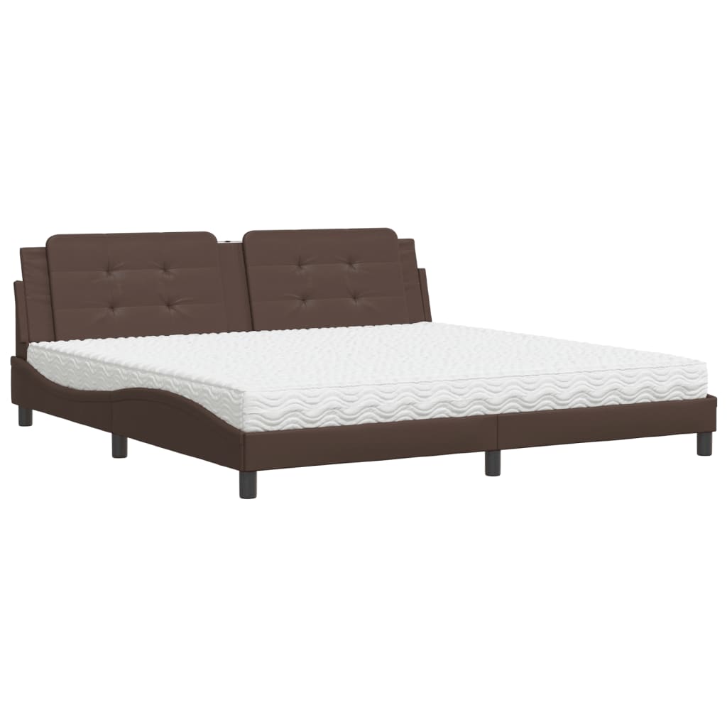 Letto con Materasso Zadar Marrone 200x200cm in Similpelle - homemem39
