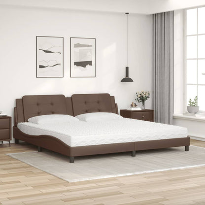 Letto con Materasso Zadar Marrone 200x200cm in Similpelle - homemem39