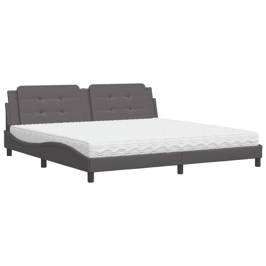 Letto con Materasso Zadar Grigio 200x200 cm in Similpelle